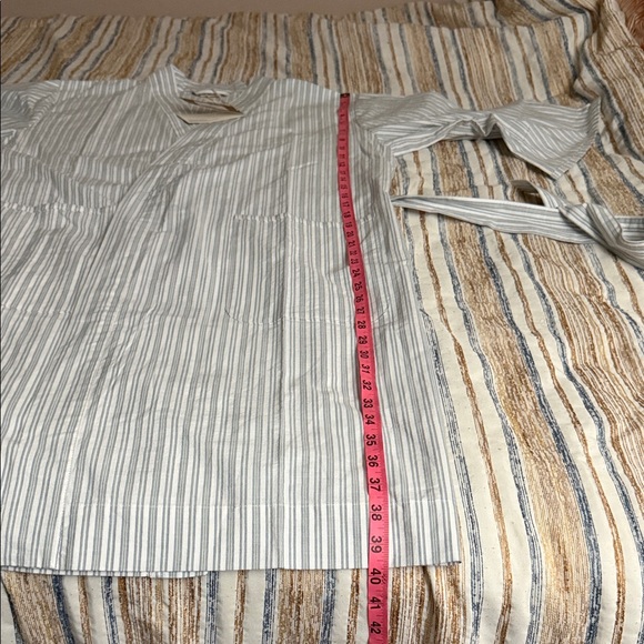 Coyuchi Women's Striped Robe - Light Blue,White, Sage (looks grey) - Picture 5 of 6